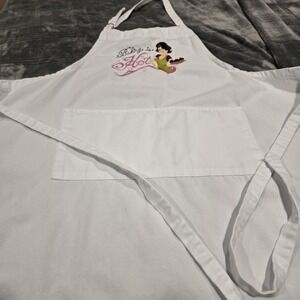 Apron Full White‎ Handmade Embroidery  "Baking Is Hot" Women's Kitchen Accessory